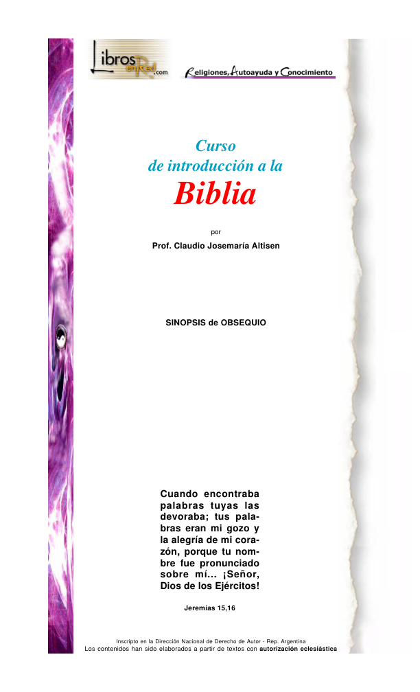 Portada de Biblia (sinopsis para regalar)